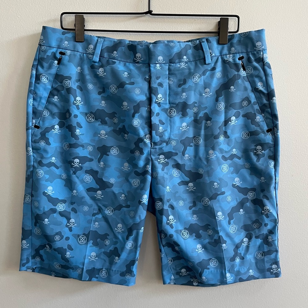 G/Fore Men's Icon Camo Technical Stretch Golf Shorts Size 35 Sporty Skulls